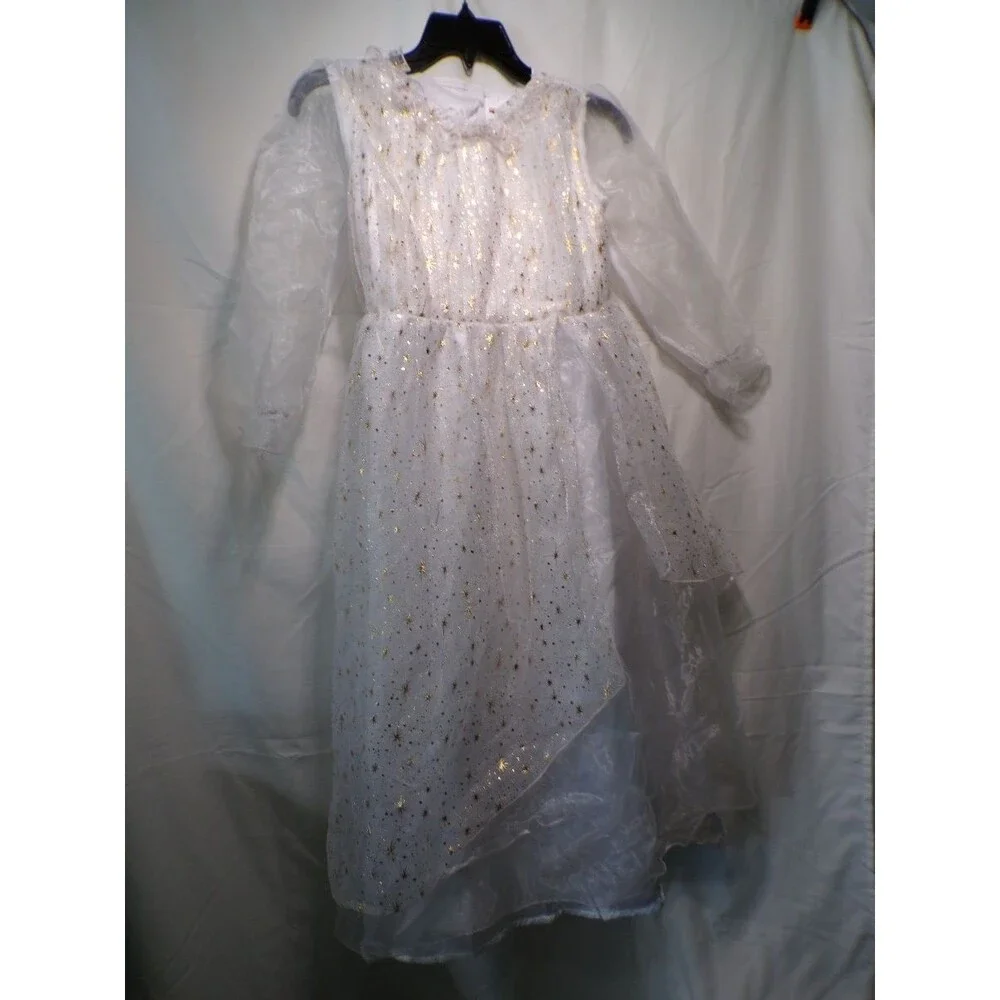 Spooktacular Creations Girls M Angel Dress Costume White Gold Tulle